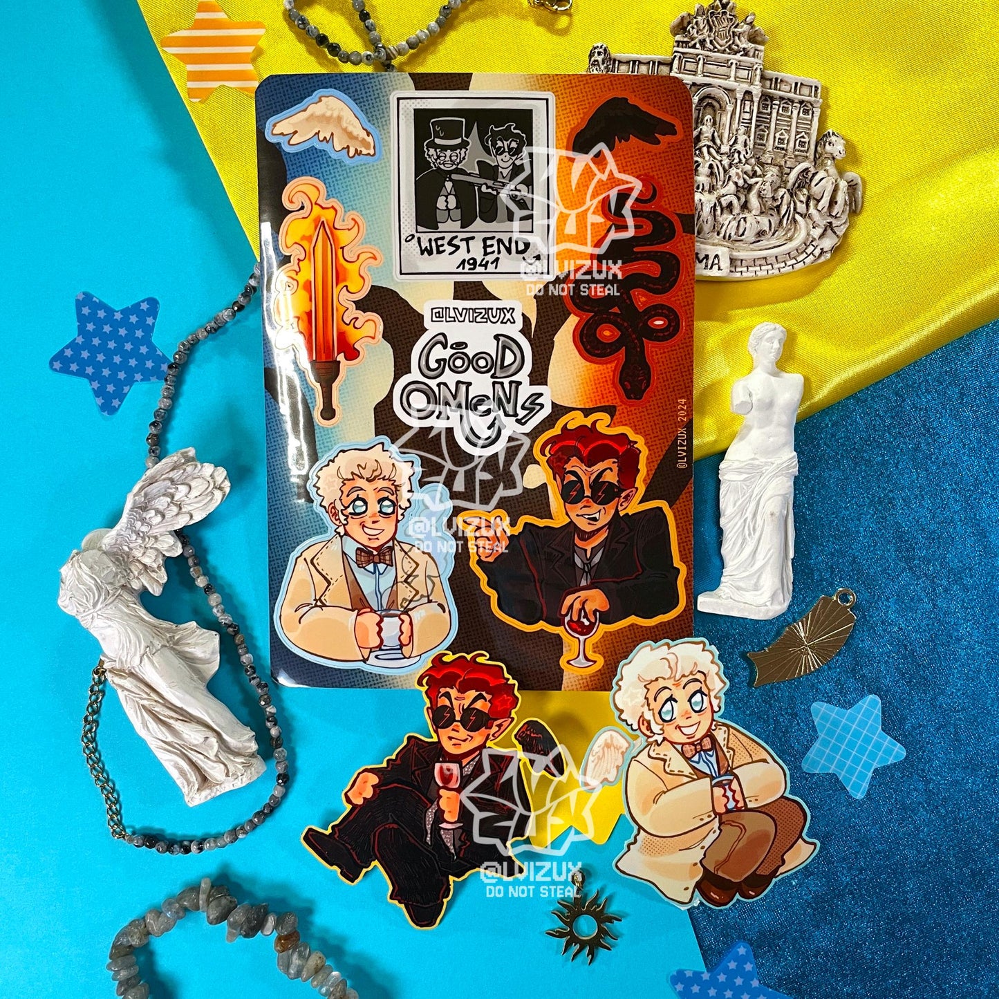 GOOD OMENS sticker sheet and stickers