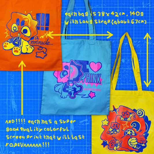 RAR FEVER screen printed tote bags