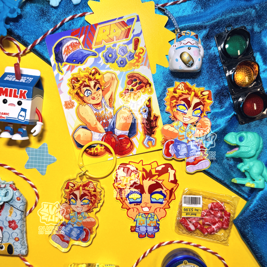 RAY keychain, stickers and mini sticker sheet